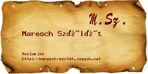 Maresch Szólát névjegykártya